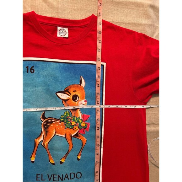 Women El Venado Red Tee with Loteria Card Design Size M - Picture 3 of 3
